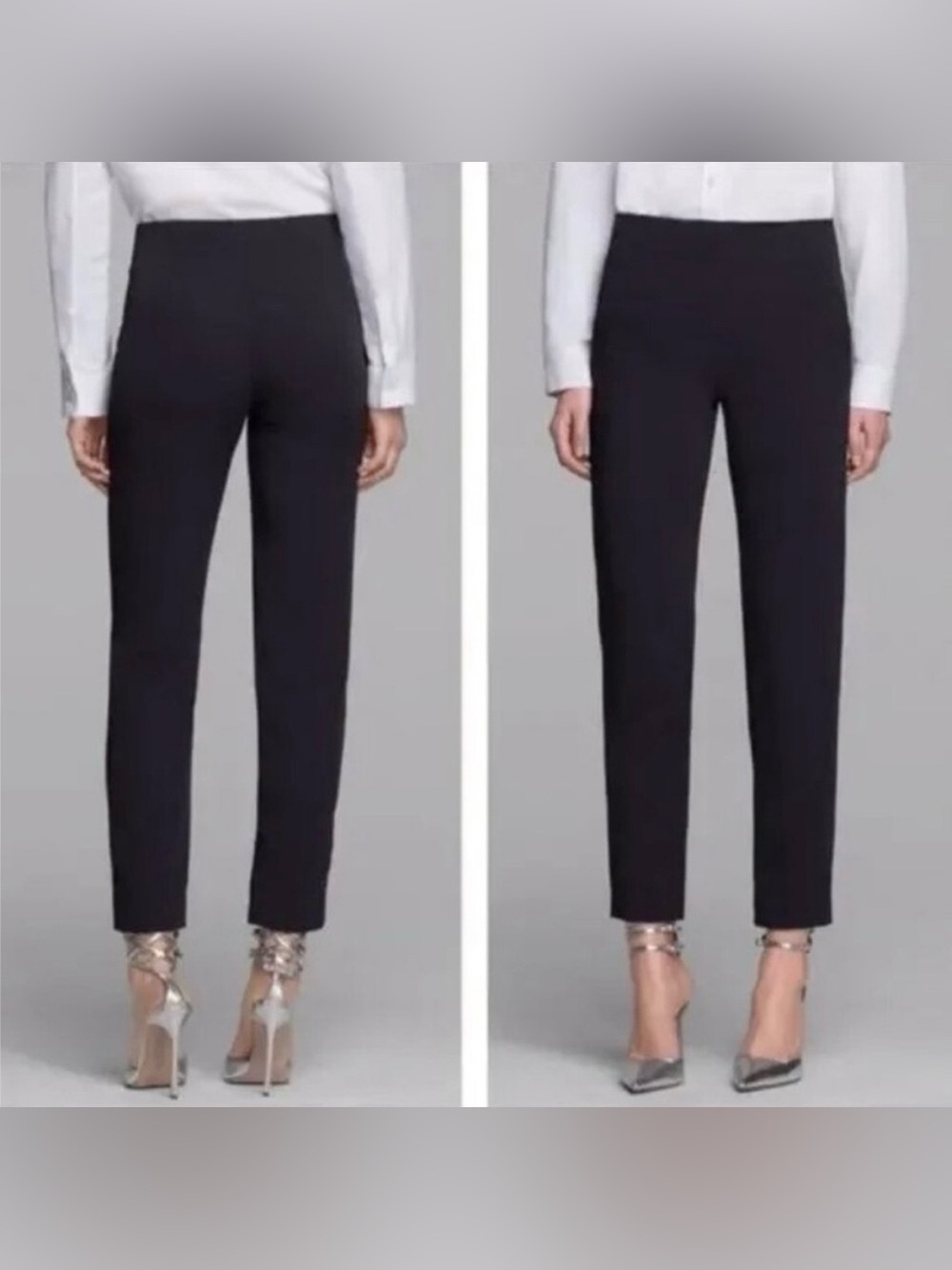 THEORY Timba Madera Tapered Leg Flat Front Pants Navy Blue Sz 6